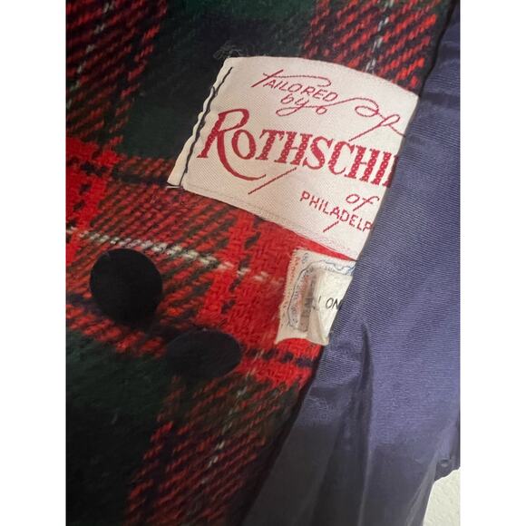 Vintage Rothschild of Philadelphia Red Plaid Girls Double Breasted Coat 4T - Picture 11 of 12